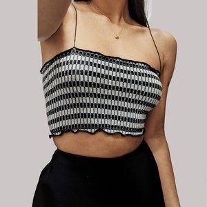 UO Lettuce Edge Striped Crop Top
